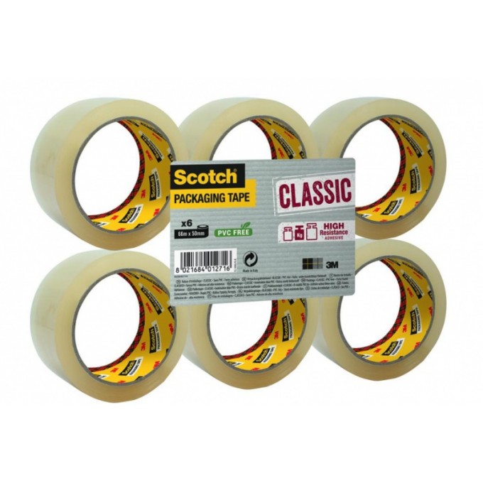 Taśma pakowa Scotch® Classic (CL.4850.F6.T), 48mm, 50m, 6szt., transparentna