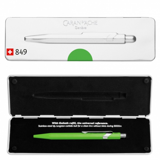 Długopis CARAN D'ACHE 849 Pop Line Fluo, M, w pudełku, zielony