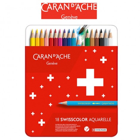 Kredki CARAN D'ACHE Swisscolor Aquarelle, z efektem akwareli, sześciokątne, 18szt., mix kolorów Kredki CARAN D'ACHE Swisscolor Aquarelle, z efektem akwareli, sześciokątne, 18szt., mix kolorów