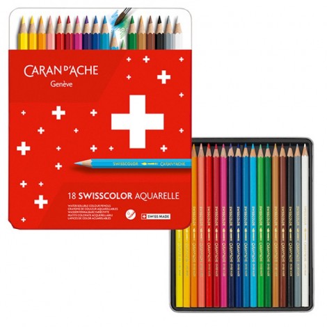 Kredki CARAN D'ACHE Swisscolor Aquarelle, z efektem akwareli, sześciokątne, 18szt., mix kolorów Kredki CARAN D'ACHE Swisscolor Aquarelle, z efektem akwareli, sześciokątne, 18szt., mix kolorów