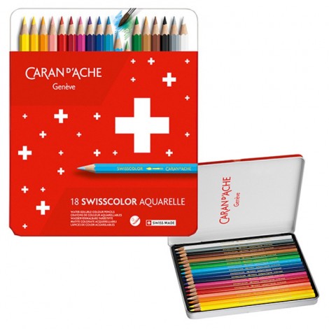 Kredki CARAN D'ACHE Swisscolor Aquarelle, z efektem akwareli, sześciokątne, 18szt., mix kolorów Kredki CARAN D'ACHE Swisscolor Aquarelle, z efektem akwareli, sześciokątne, 18szt., mix kolorów