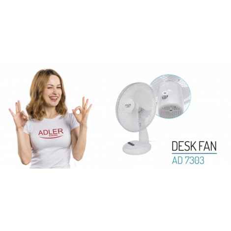 Wentylator ADLER AD 7303, biurkowy, śr. 30cm, 70W, biały