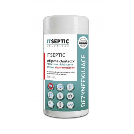 Chusteczki czyszcząco-dezynfekujące ITSEPTIC, duża tuba, 100szt.