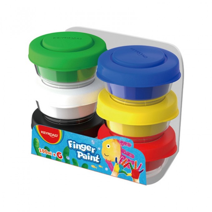 Farby do malowania palcami KEYROAD, 6x100ml, mix kolorów