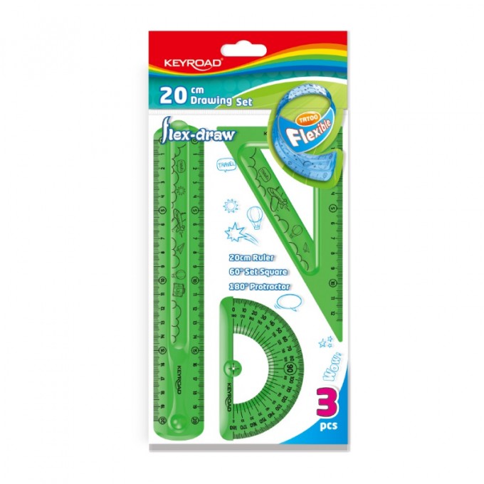 Zestaw geometryczny KEYROAD Flex-draw, z grafiką, zawieszka, mix kolorów