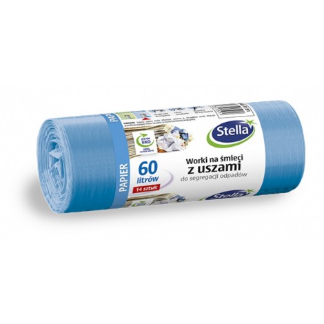 Worki z uszami STELLA, do segregacji odpadów papierowych, 60 l, 14 szt., niebieskie, niebieski Worki z uszami STELLA, do segregacji odpadów papierowych, 60 l, 14 szt., niebieskie, niebieski