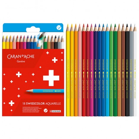 Kredki akwarelowe CARAN D'ACHE Swisscolor, kartonowe pudełko, 18 szt.