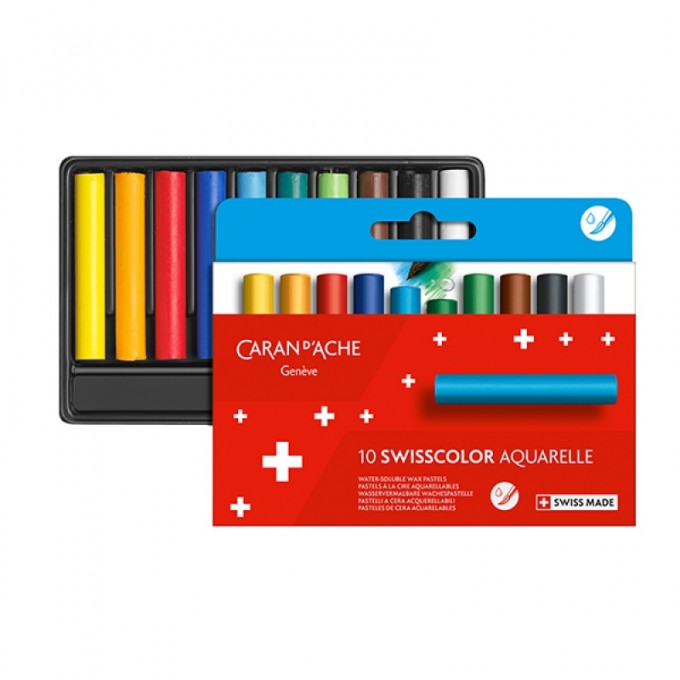 Kredki akwarelowe woskowe CARAN D'ACHE Swisscolor, kartonowe pudełko, 10 szt.