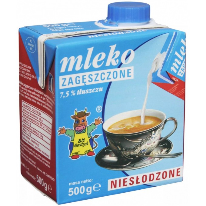 Mleko GOSTYŃ, zagęszczone, niesłodzone, 0,5 l