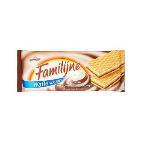 Wafle Familijne JUTRZENKA, 180 g, śmietankowo-kakaowe