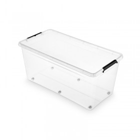 Pojemnik do przechowywania MOXOM Simple Box, 75l, na kółkach, transparentny