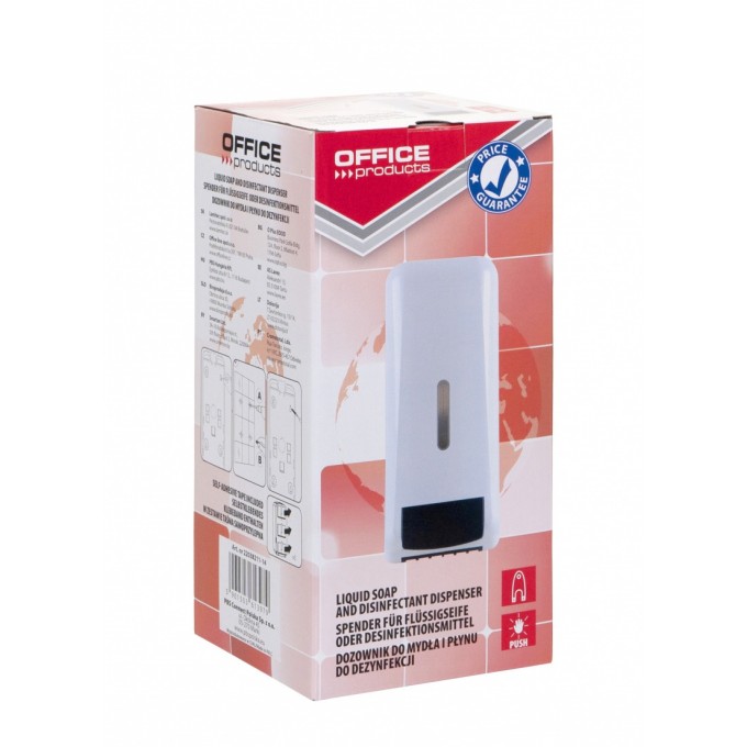 Dozownik do mydła, płynu oraz żelu do dezynfekcji OFFICE PRODUCTS, ręczny, 1l, biały