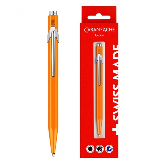 Długopis CARAN D’ACHE 849 Gift Box Fluo Line Orange, pomarańczowy