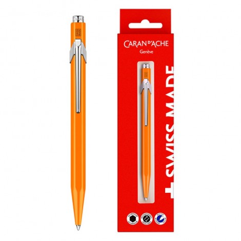 Długopis CARAN D’ACHE 849 Gift Box Fluo Line Orange, pomarańczowy