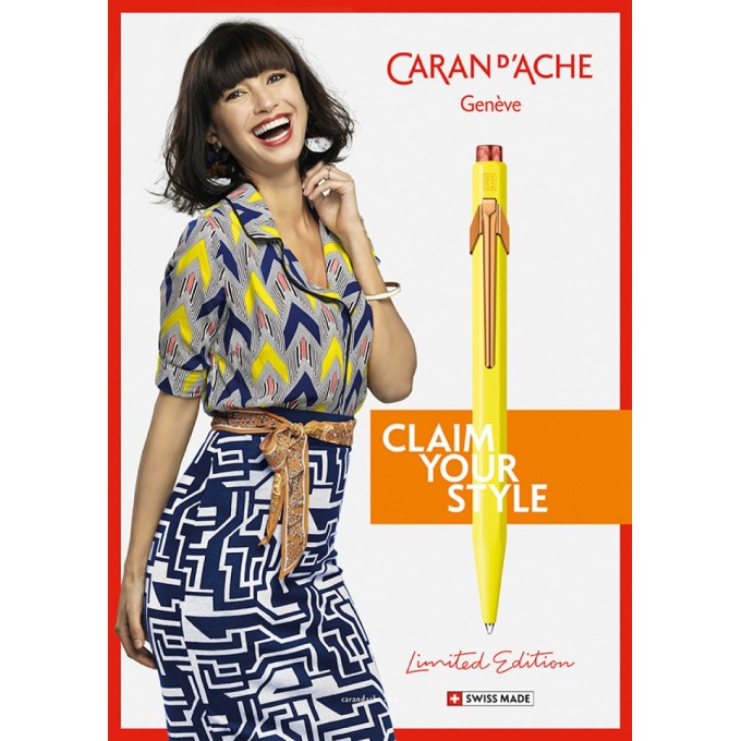 Długopis CARAN D'ACHE 849 Claim Your Style Ed2 Canary Yellow, M, w pudełku, żółty