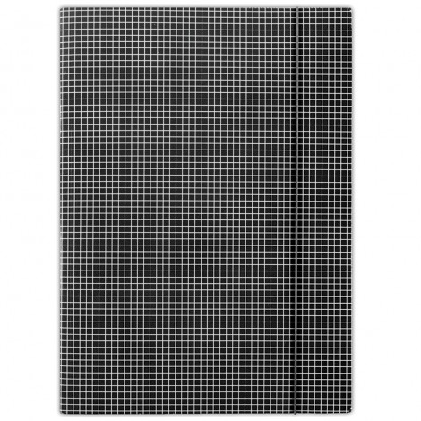 Teczka z gumką DONAU, karton, A4, 400gsm, 3-skrz., czarna w kratę