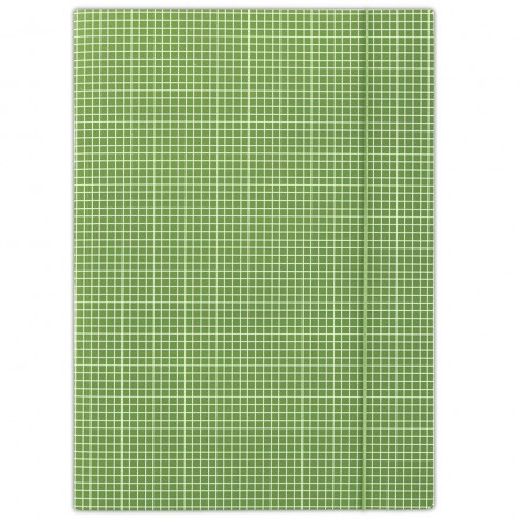 Teczka z gumką DONAU, karton, A4, 400gsm, 3-skrz., zielona w kratę