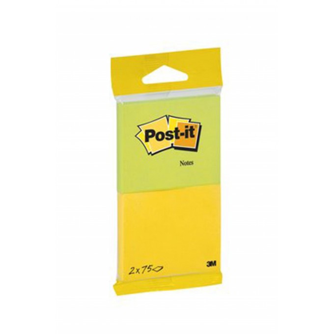 Karteczki samoprzylepne Post-it® (6720-YG), 76x63mm, 2x75 kart., żółte i zielone