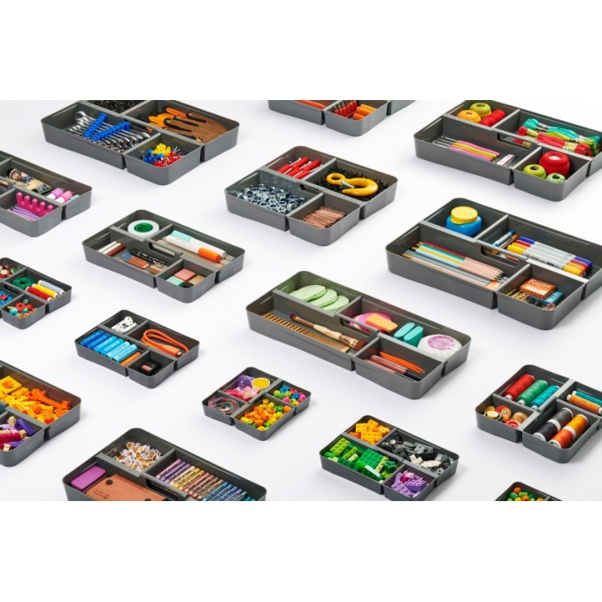 Pojemnik do przechowywania MOXOM, Insert Box, 12,5l, z rączką, z klipsami, transparentny grafit