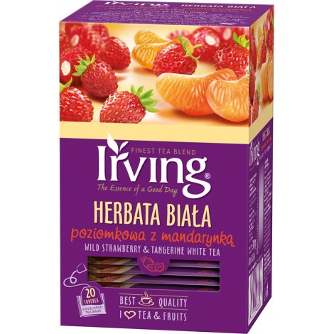Herbata IRVING, biała, poziomkowa z mandarynką, 20 kopert