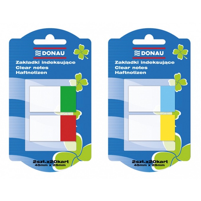 Zakładki indeksujące DONAU, PP, 25x45mm, 2x20 kart., mix kolorów