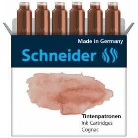 Naboje do piór SCHNEIDER, 6 szt., cognac / ciemnobrązowy