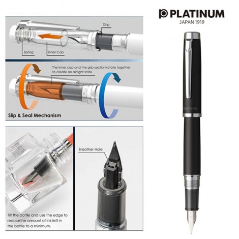 Pióro wieczne PLATINUM Procyon Luster Black Mist, M, czarne