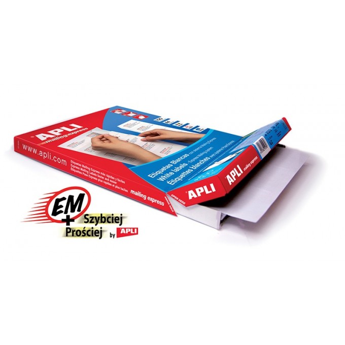 Etykiety uniwersalne APLI, 52,5x21,2mm, prostokątne, białe 100 ark.