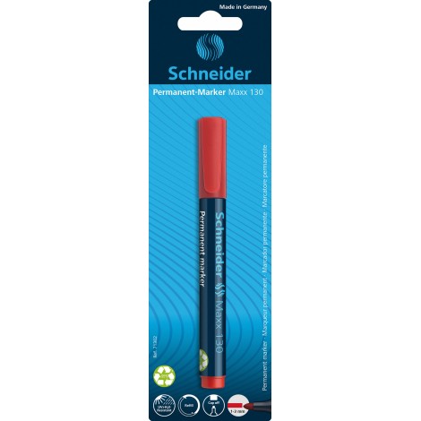 Marker permanentny SCHNEIDER Maxx 130, okrągły, 1-3mm, blister, czerwony
