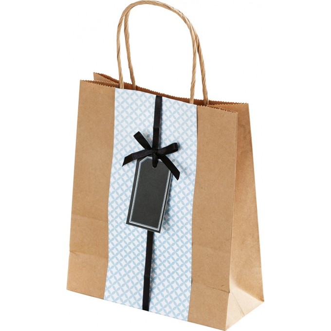 Torebka na prezenty KRAFT, papierowa, 18x8x21 cm, gr. 125g/m2, brązowa