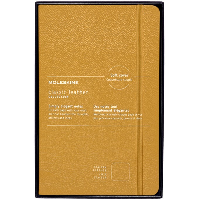 Notes MOLESKINE Classic edycja limitowana, miękka oprawa skórzana L, 13x21 cm, w linie, żółty