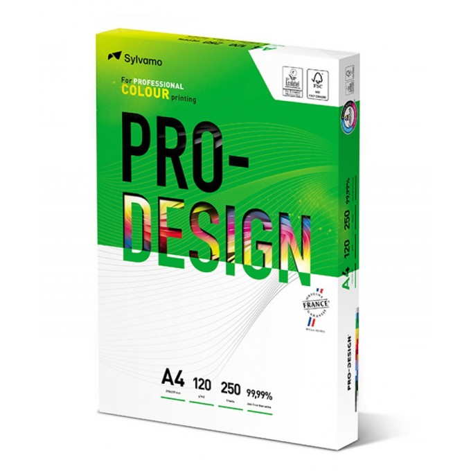 Papier ksero PRO-DESIGN FSC, satynowany, klasa A++, A4, 168CIE, 120gsm, 250 ark.