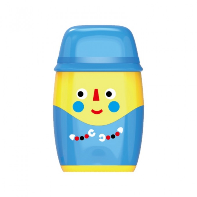 Temperówka plastikowa KEYROAD Hello, z gumką, podwójna, z pojemnikiem, display, mix kolorów