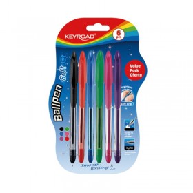 Długopis klasyczny KEYROAD Ball Pen Soft Jet, 0,7 mm, 6 s.zt, blister, mix kolorów