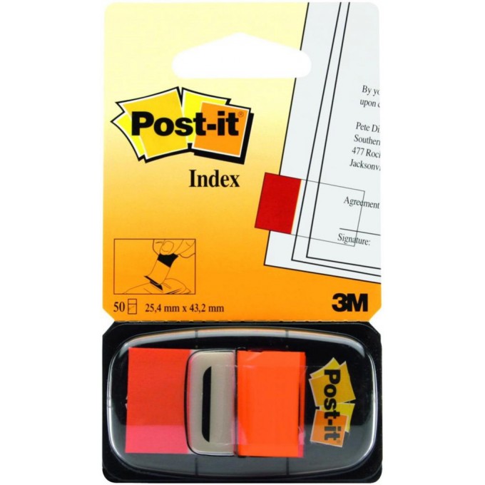 Zakładki indeksujące POST-IT® (680-4), PP, 25,4x43,2mm, 50 kart., pomarańczowe