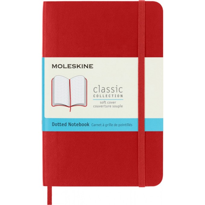 Notes MOLESKINE Classic P (9x14cm) w kropki, miękka oprawa, 192 strony, czerwony