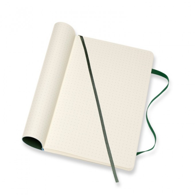 Notes MOLESKINE L (13x21cm) w kropki, miękka oprawa, myrtle green, 192 strony, zielony