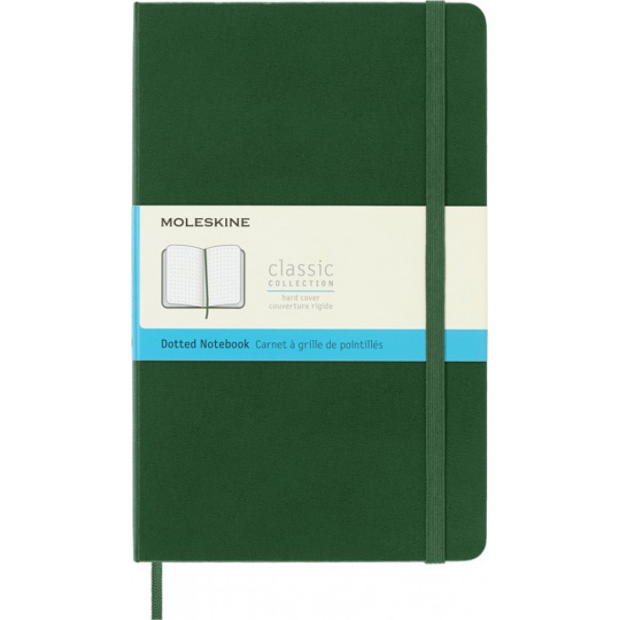 Notes MOLESKINE Classic L (13x21cm) w kropki, twarda oprawa, myrtle green, 240 stron, zielony