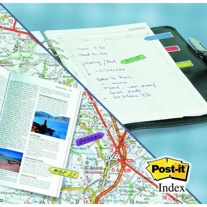 Zakładki indeksujące POST-IT® (684-ARR3), PP, 11,9x43,1mm, strzałka, 4x24 kart., mix kolorów