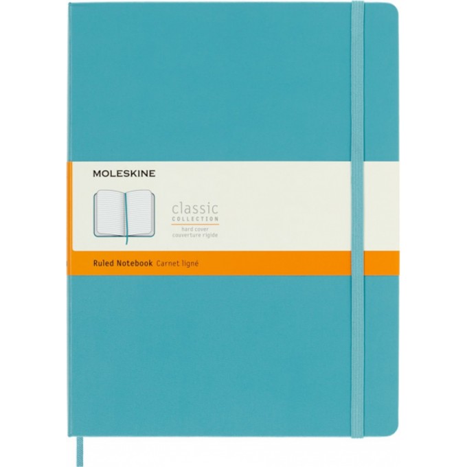 Notes MOLESKINE Classic XL (19x25 cm) w linie, twarda oprawa, reef blue, 192 strony, niebieski