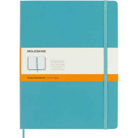 Notes MOLESKINE Classic XL (19x25 cm) w linie, twarda oprawa, reef blue, 192 strony, niebieski