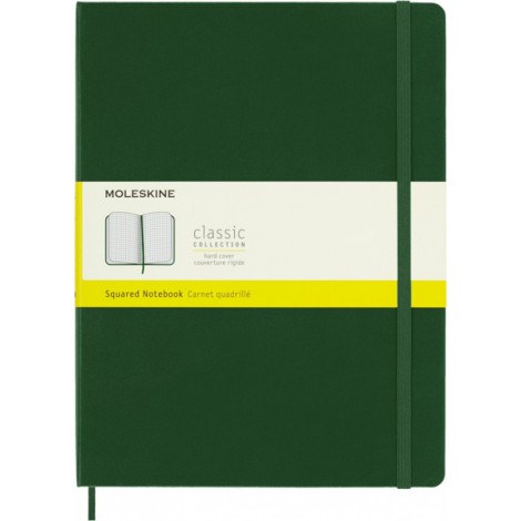 Notes MOLESKINE Classic XL (19x25cm) w kratkę, twarda oprawa, myrtle green, 192 strony, zielony