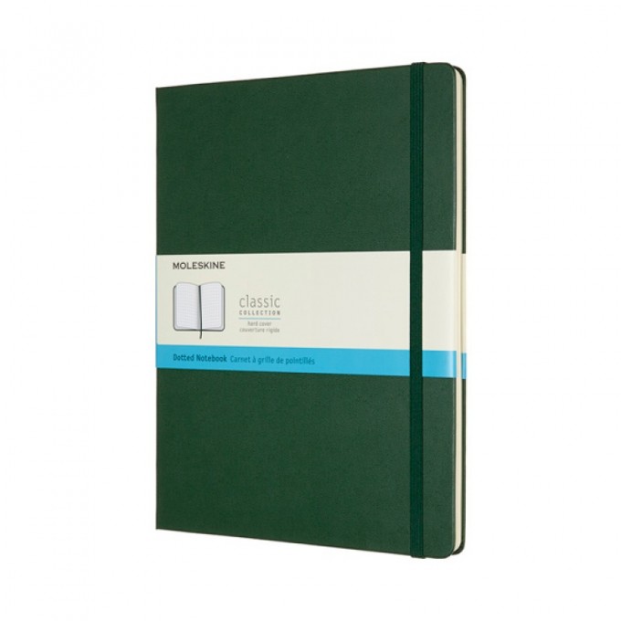 Notes MOLESKINE Classic XL (19x25cm) w kropki, twarda oprawa, myrtle green, 192 strony, zielony