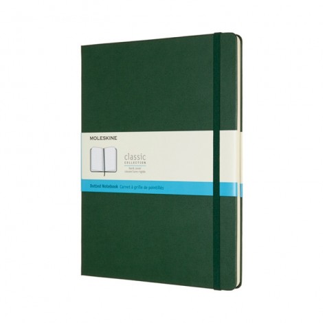 Notes MOLESKINE Classic XL (19x25cm) w kropki, twarda oprawa, myrtle green, 192 strony, zielony