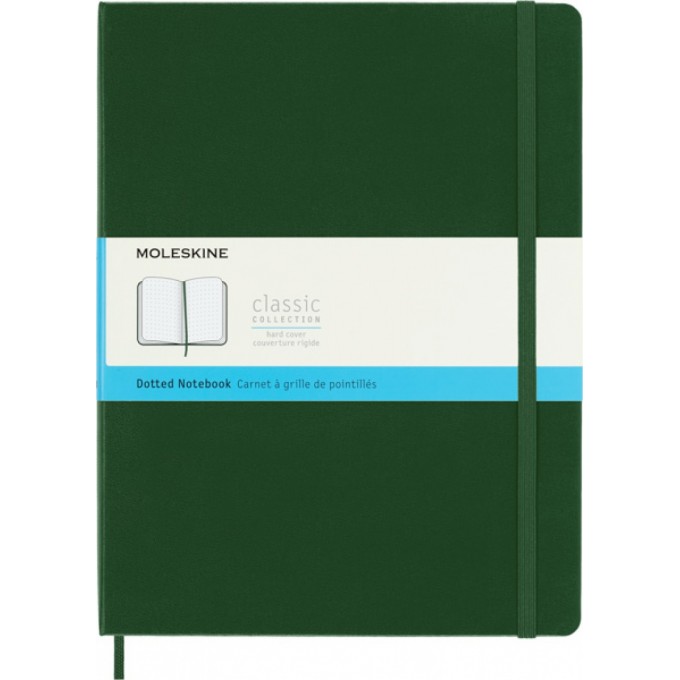 Notes MOLESKINE Classic XL (19x25cm) w kropki, twarda oprawa, myrtle green, 192 strony, zielony