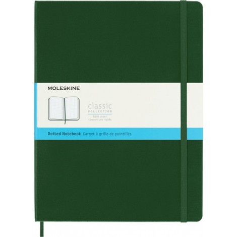 Notes MOLESKINE Classic XL (19x25cm) w kropki, twarda oprawa, myrtle green, 192 strony, zielony