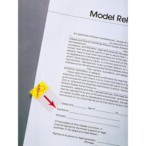 Zakładki indeksujące POST-IT® z nadrukiem „ręka+ołówek” (680-31), PP, 25,4x43,2mm, 50 kart.