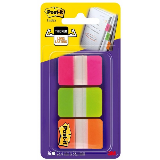 Zakładki indeksujące POST-IT® do archiwizacji (686-PGOEU), PP, silne, 38x25mm, 3x22 kart., mix kolorów