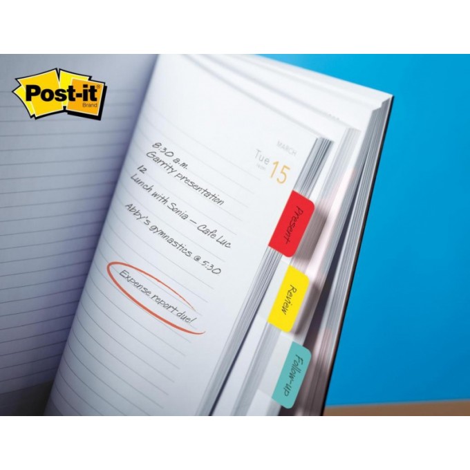 Zakładki indeksujące POST-IT® do archiwizacji (686-PGOEU), PP, silne, 38x25mm, 3x22 kart., mix kolorów