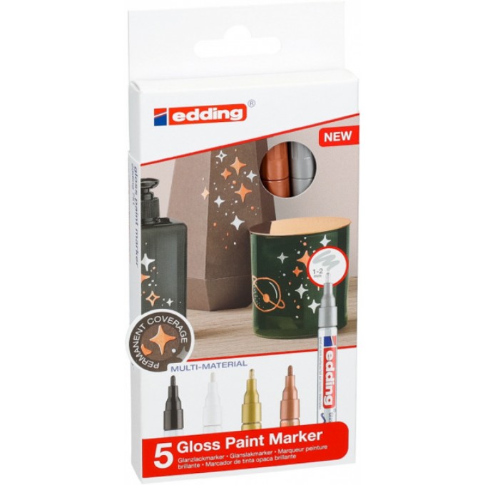 Marker olejowy połyskujący e-751 EDDING, 1-2 mm, 5 szt., mix kolorów